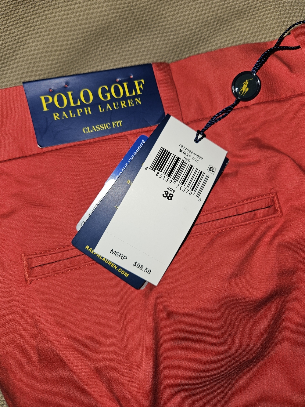 Ralph Lauren Polo Golf Men's Coral Red Classic Fit Shorts